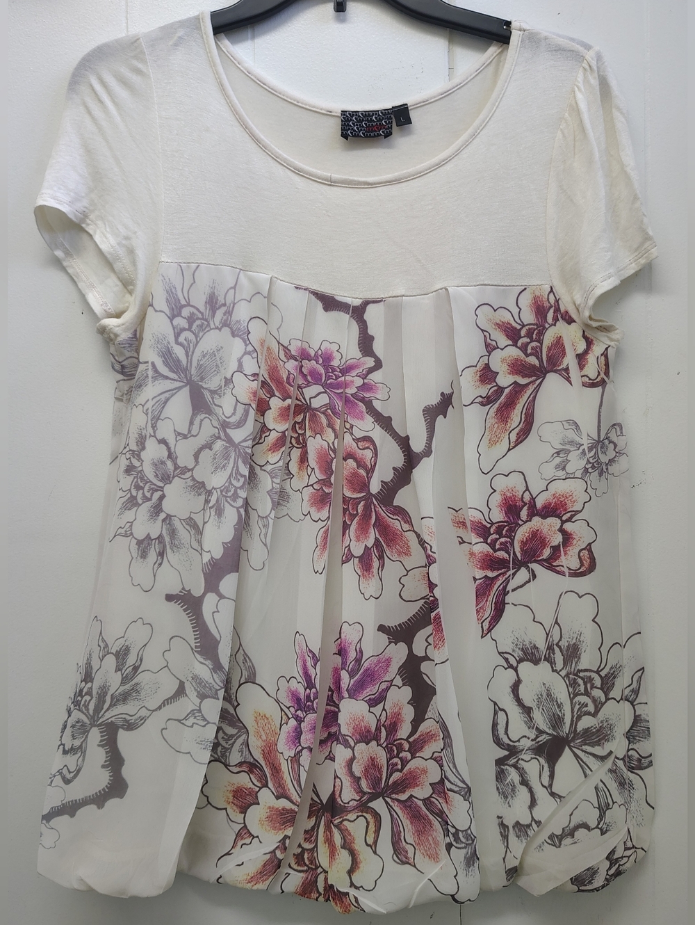 Floral Pleated Top By MM Size L